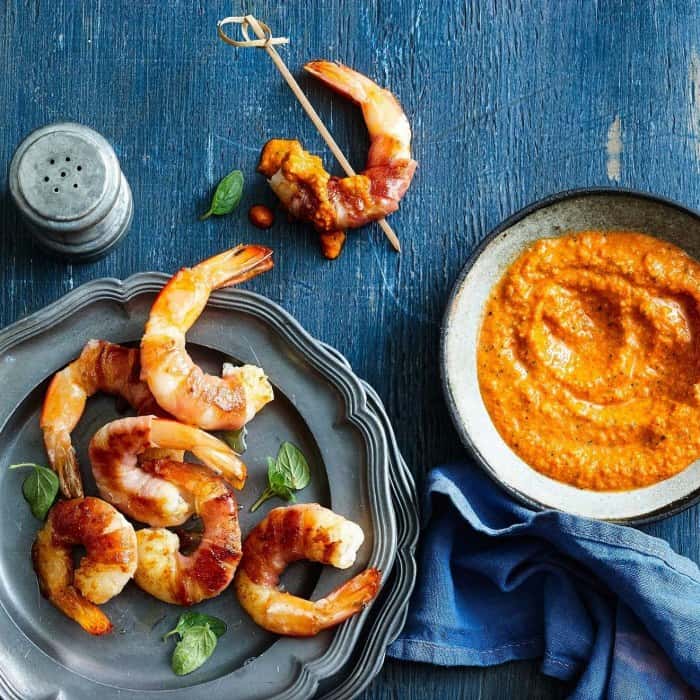 Gambas con salsa Romesco 1